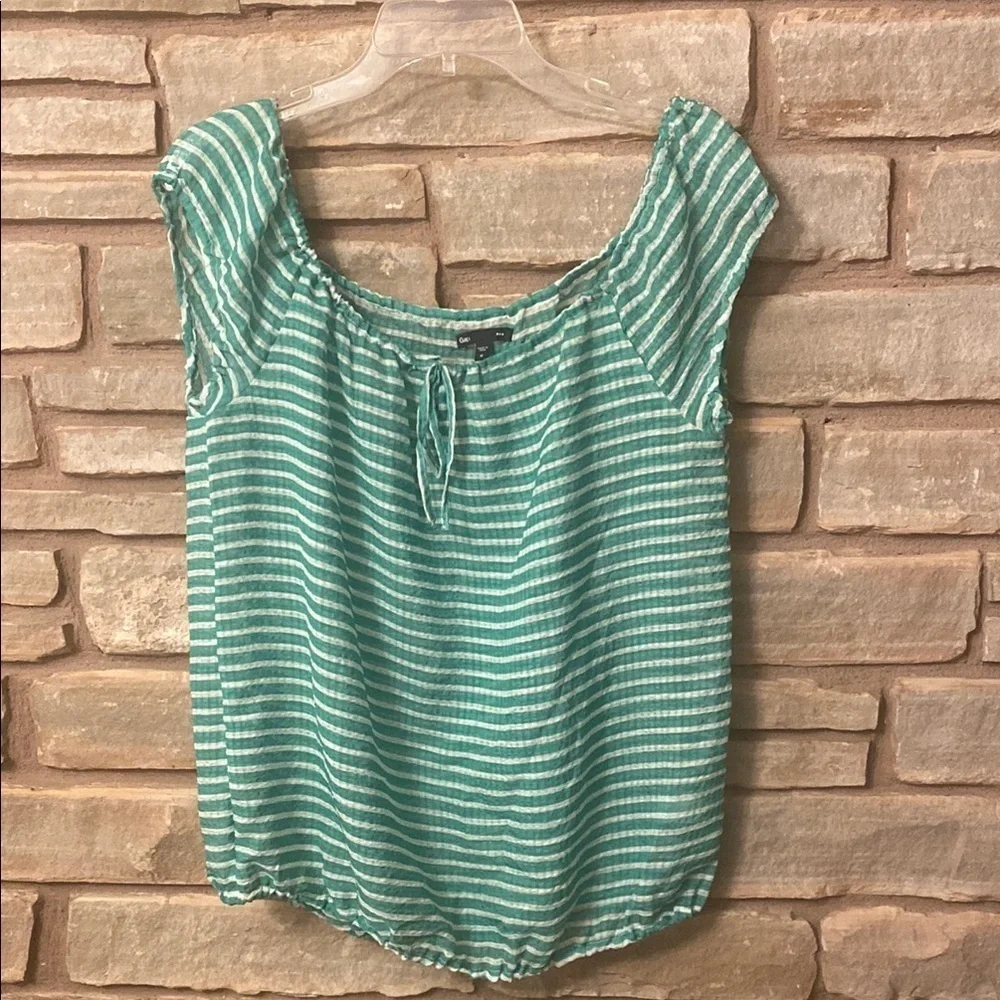 Gap Striped Green Women's Top Size M